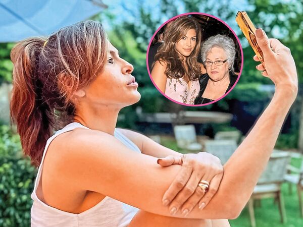 Stars Just Like Us! Eva Mendes FaceTimes Her Mom!